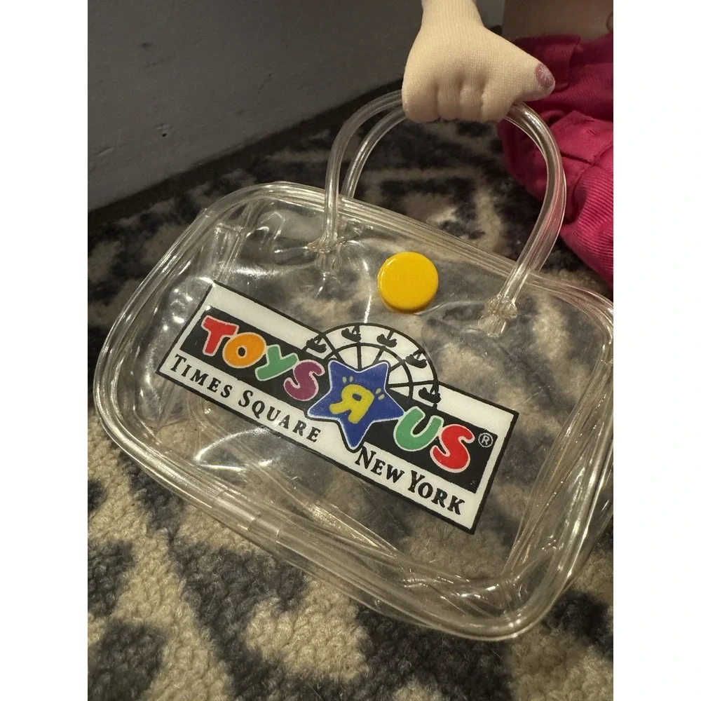 Toys R Us Times Square NY Vintage Plush Girl Doll Purse Belly Shirt Y2K 2001